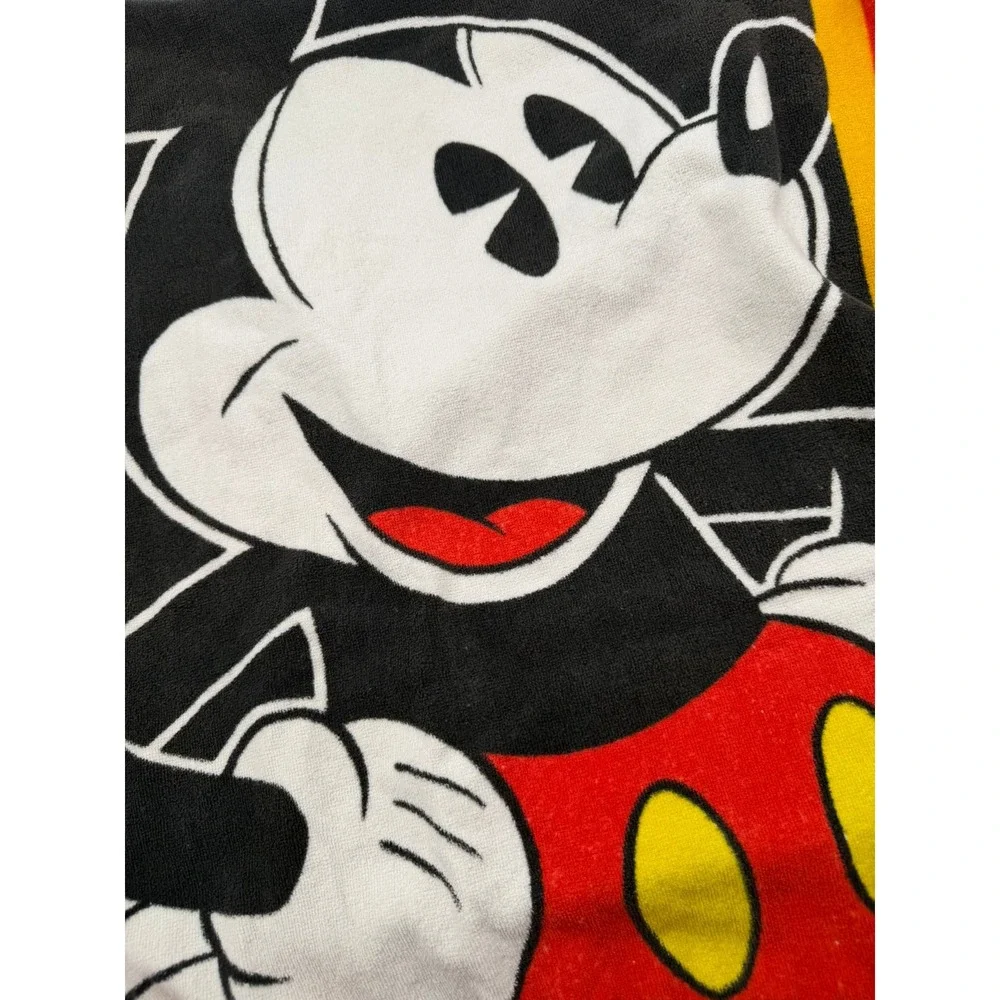 Vtg Mickey Mouse Unlimited Disney Beach Towel 54 x 27 Cotton Red Black 90's Y2K